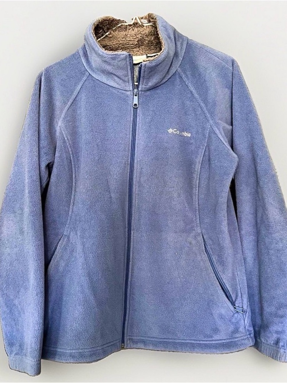 Columbia Omni-Heat Women’s M Blue Full Zip Jacket Pockets Logo Outdoor